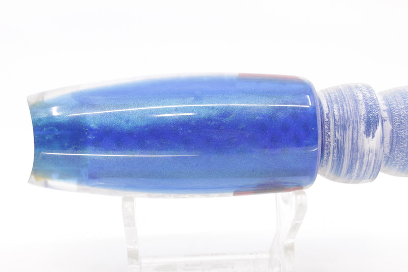 Coggin Lures White Rainbow Glass Blue Pearl Back 4-Hole Big Slant Kai Bobo 12" 5.8oz