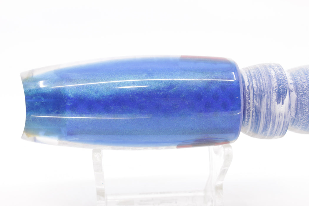 Coggin Lures White Rainbow Glass Blue Pearl Back 4-Hole Big Slant Kai Bobo 12" 5.8oz