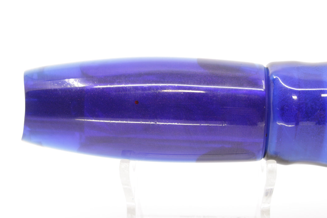 Coggin Lures White MOP Blue Back 4-Hole Big Slant Kai Bobo 12" 9oz Skirted Blue Skipjack