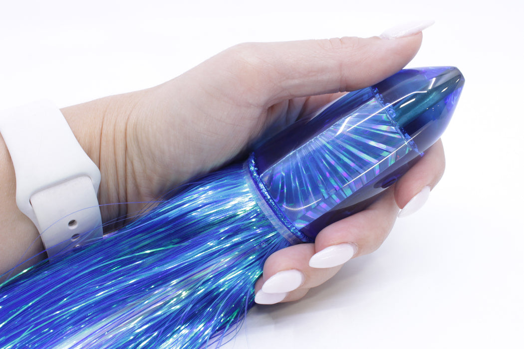 Koya Lures Blue Rainbow Starburst Short AK Bullet 12" 13.5oz EZ Flash Blue/White