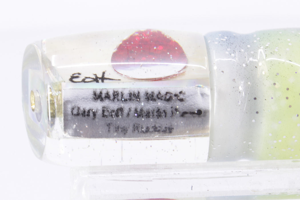 Marlin Magic White Awabi Red Eyes Tiny Ruckus 7" 3oz Skirted Black Bars-Rainbow