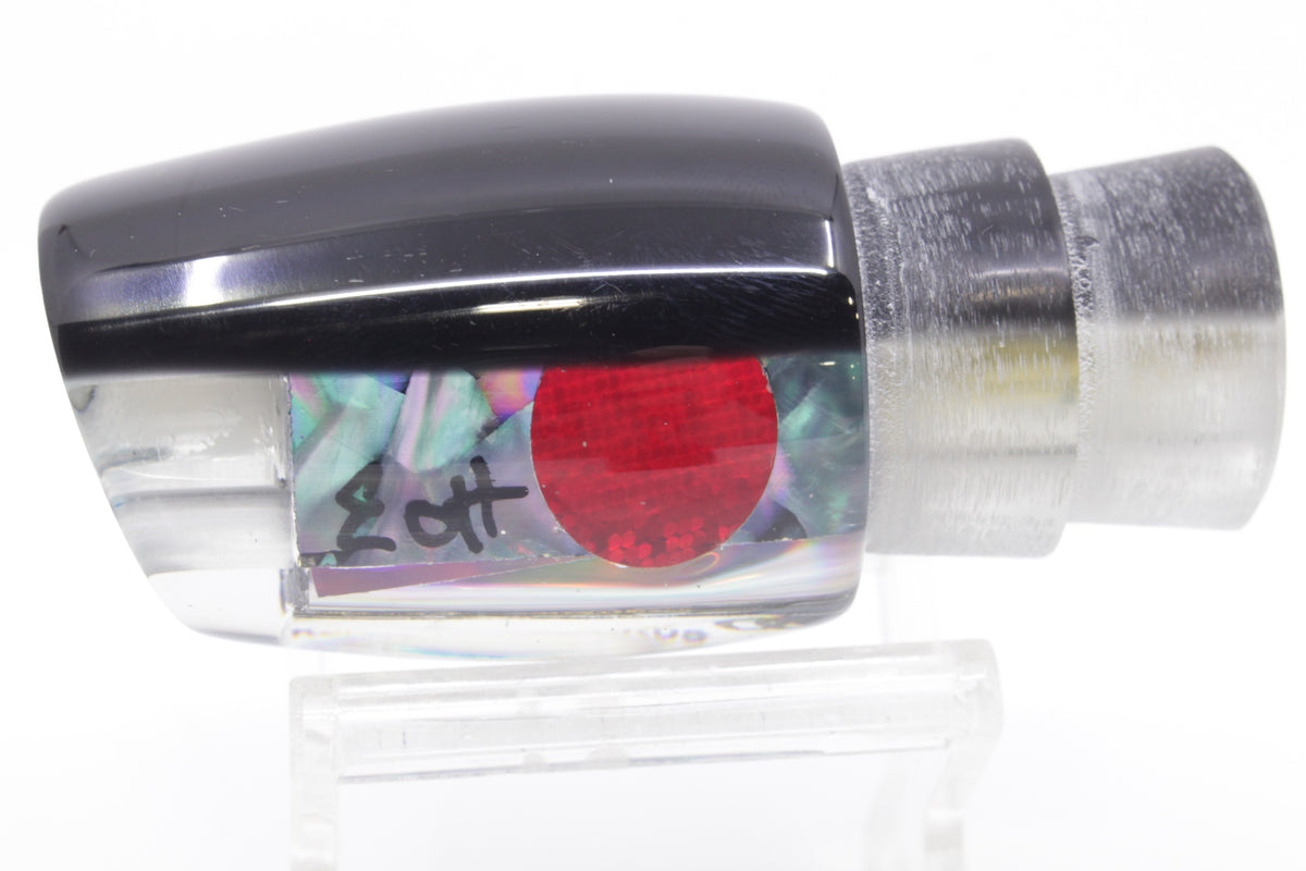 Marlin Magic Blue-Purple Abalone Black Back Red Eyes 4-Hole Baby Rucku ...