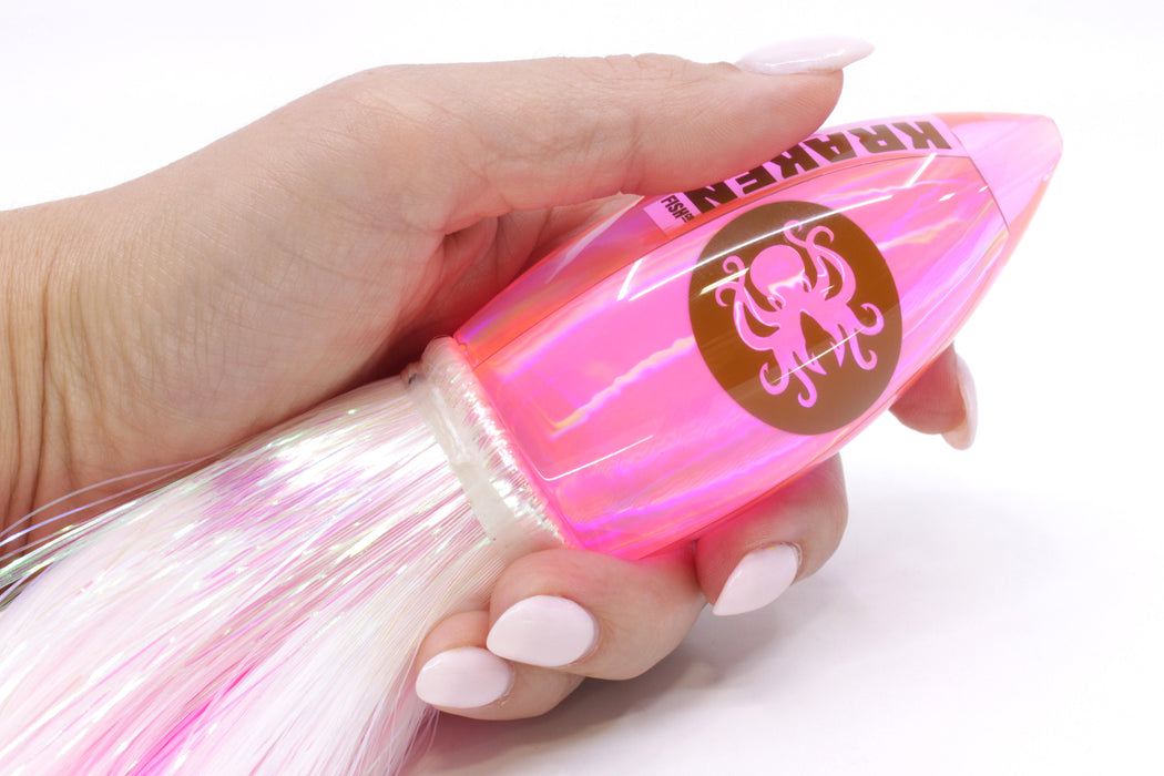 Kraken Fish Co. Fluorescent Pink Rainbow Automatic Bullet 12" 10oz Strobez Pinky
