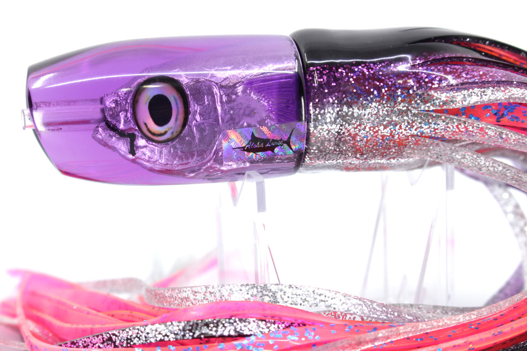 Aloha Lures Purple Resin Malolo Medium Gully Boy 10" 8.5oz Skirted Black-Silver-Pink