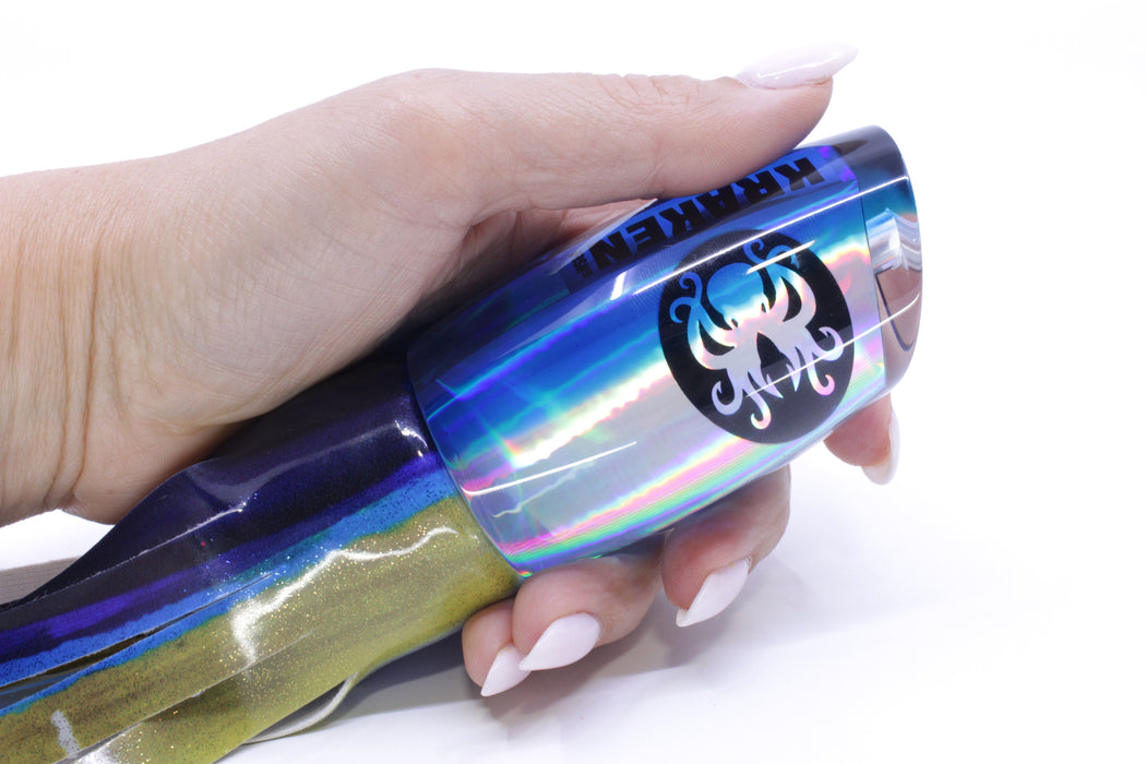 Kraken Fish Co. Silver Rainbow Blue Back Mayhem 12" 9.2oz Fire Tailz Vinyl Yellowfin