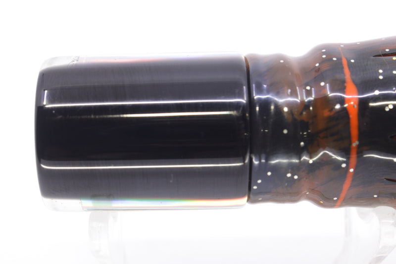 Marlin Magic Lures White Awabi Black Back 4-Hole HSAP 7" 3.5oz Skirted Black-Brown