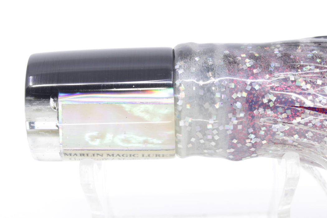 Marlin Magic Lures White Awabi Black Back 4-Hole HSAP 7" 3.5oz Skirted Milky White