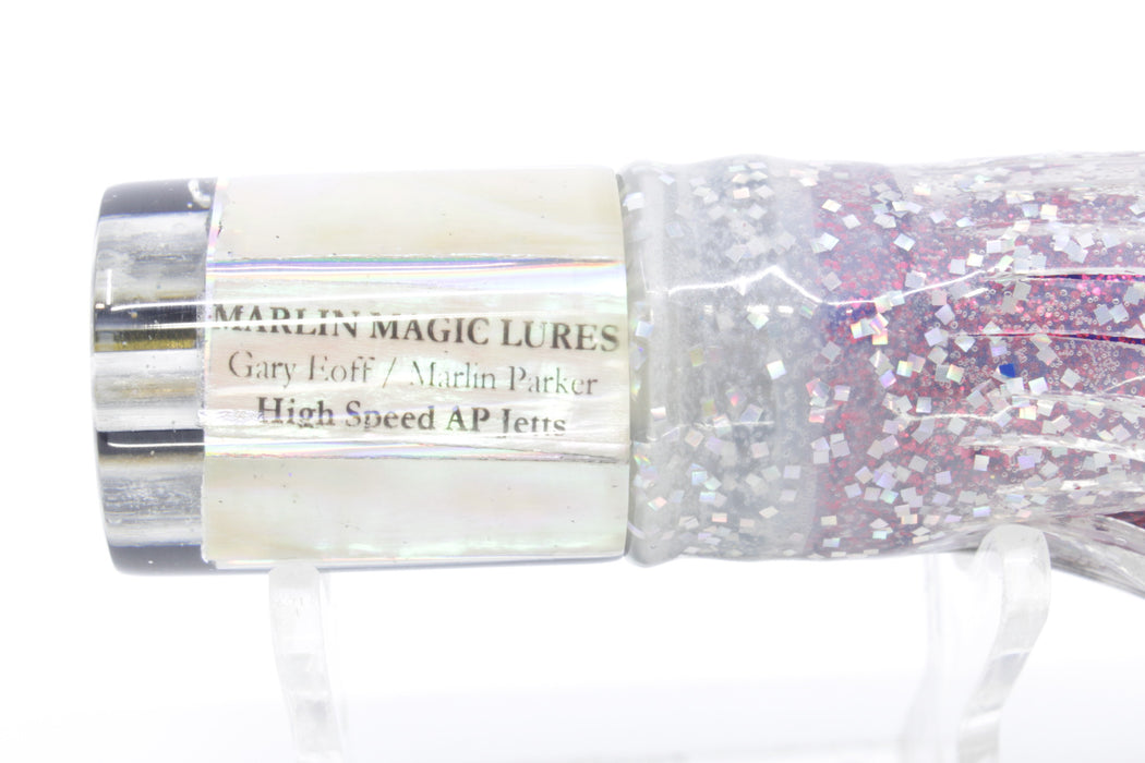 Marlin Magic Lures White Awabi Black Back 4-Hole HSAP 7" 3.5oz Skirted Milky White