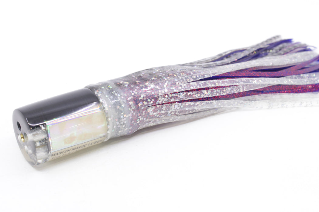 Marlin Magic Lures White Awabi Black Back 4-Hole HSAP 7" 3.5oz Skirted Milky White