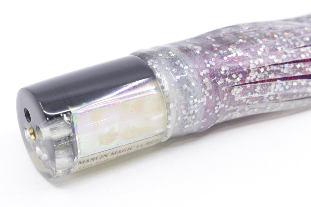 Marlin Magic Lures White Awabi Black Back 4-Hole HSAP 7" 3.5oz Skirted Milky White