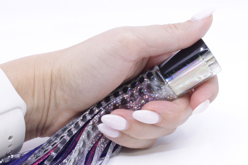 Marlin Magic Lures White Awabi Black Back 4-Hole HSAP 7" 3.5oz Skirted Milky White