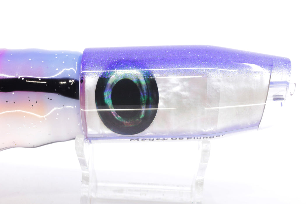 Moyes Lures White MOP Blue Back O.S. Plunger 12" 7oz Skirted Gay Bob