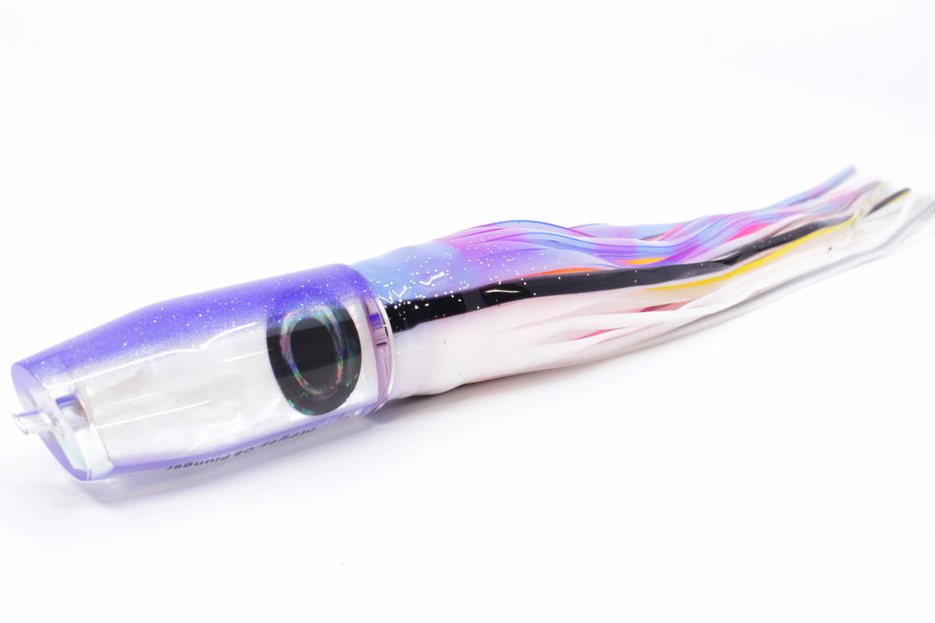 Moyes Lures White MOP Blue Back O.S. Plunger 12" 7oz Skirted Gay Bob