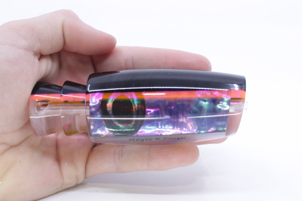 Moyes Lures Rainbow MOP Black-Pink Back Taxi Eyes Medium Plunger 12" 5oz GZE