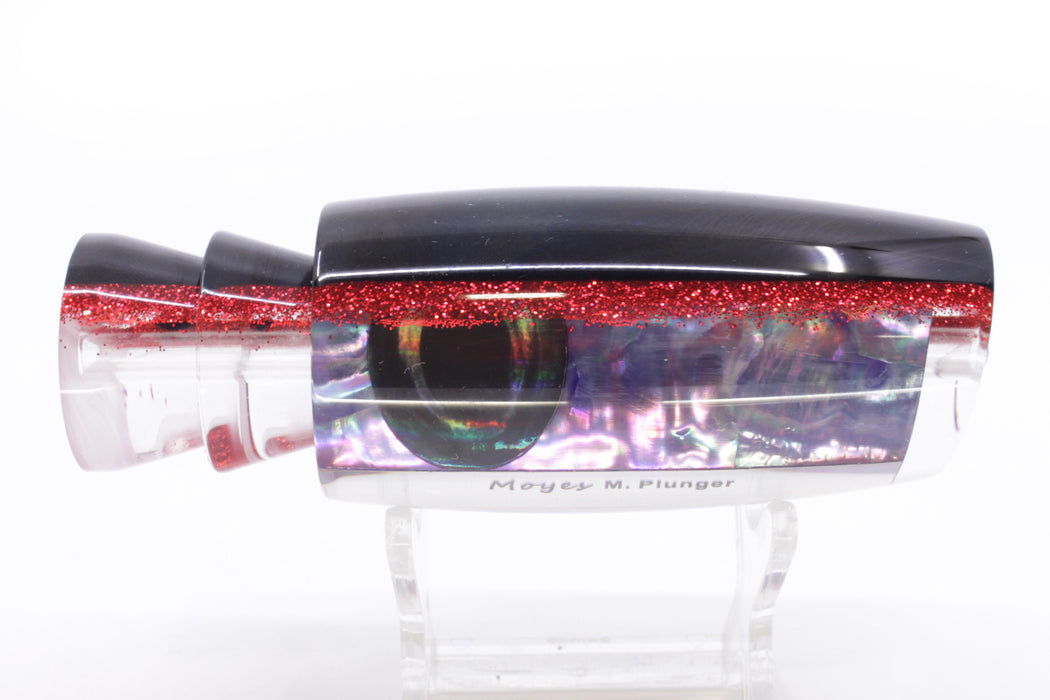 Moyes Lures Rainbow MOP Black-Red Back Taxi Eyes Medium Plunger 12" 5oz