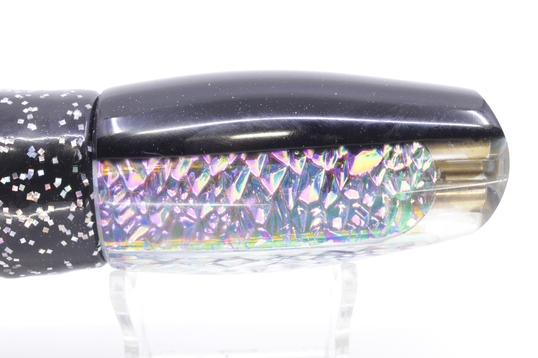 Coggin Lures Ice Rainbow Dichro Black Back 4-Hole Copalure Scoop 12" 12oz Skirted