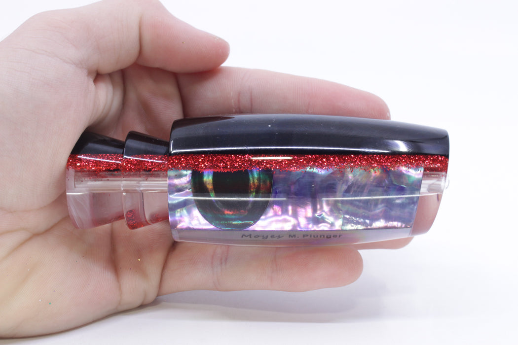 Moyes Lures Rainbow MOP Black-Red Back Taxi Eyes Medium Plunger 12" 5oz