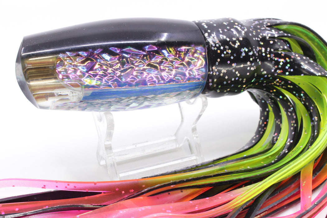 Coggin Lures Ice Rainbow Dichro Black Back 4-Hole Copalure Scoop 12" 12oz Skirted