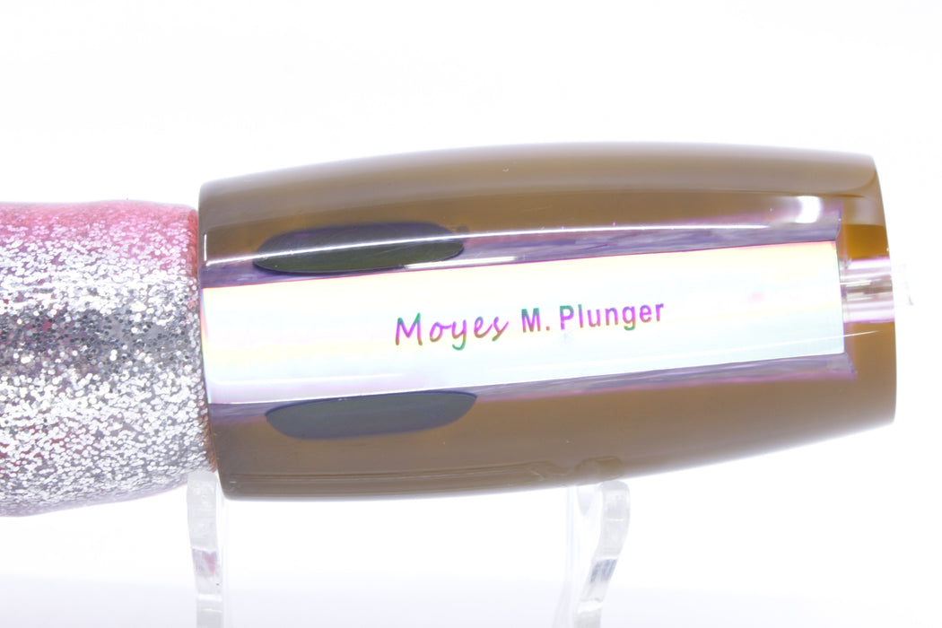 Moyes Lures Rainbow MOP Black-Pink Back Medium Plunger 12" 7.5oz Skirted Pink Aurora