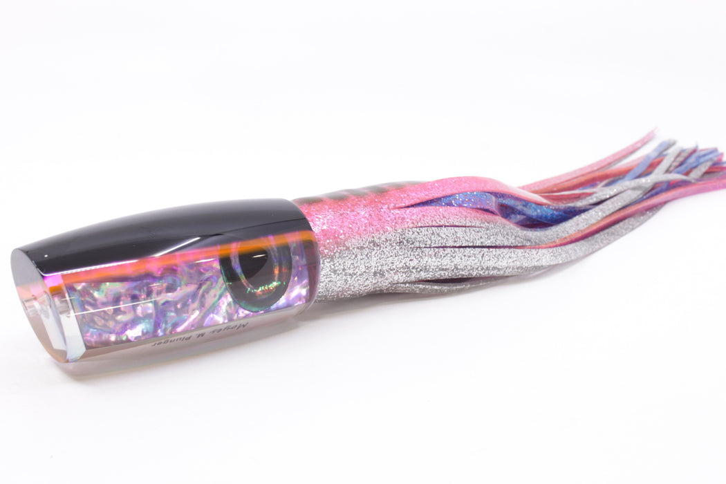 Moyes Lures Rainbow MOP Black-Pink Back Medium Plunger 12" 7.5oz Skirted Pink Aurora