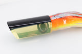 Moyes Lures Orange Mirror Black Back Medium Pipe Bomb 12" 7.5oz Skirted #2