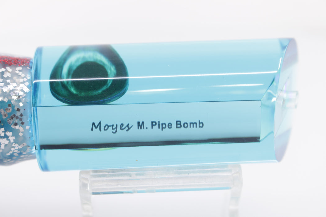 Moyes Lures Ice Blue Mirrored Medium Pipe Bomb 12" 7.5oz Skirted Evil
