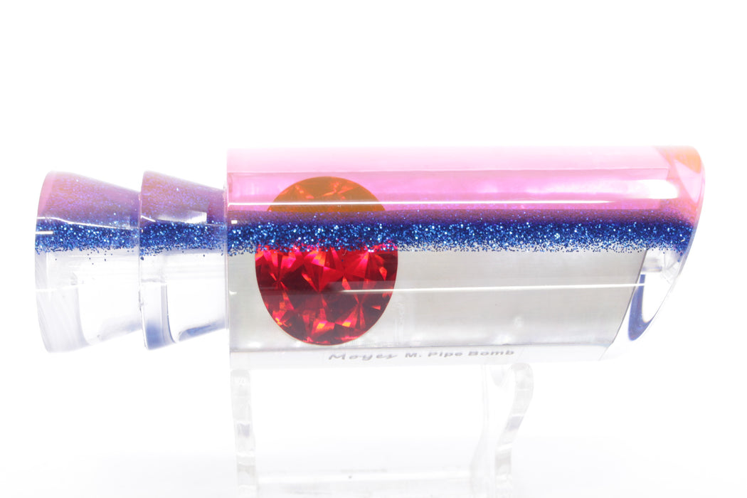 Moyes Lures White MOP Pink-Blue Back Red Eyes Medium Pipe Bomb 12" 4.6oz