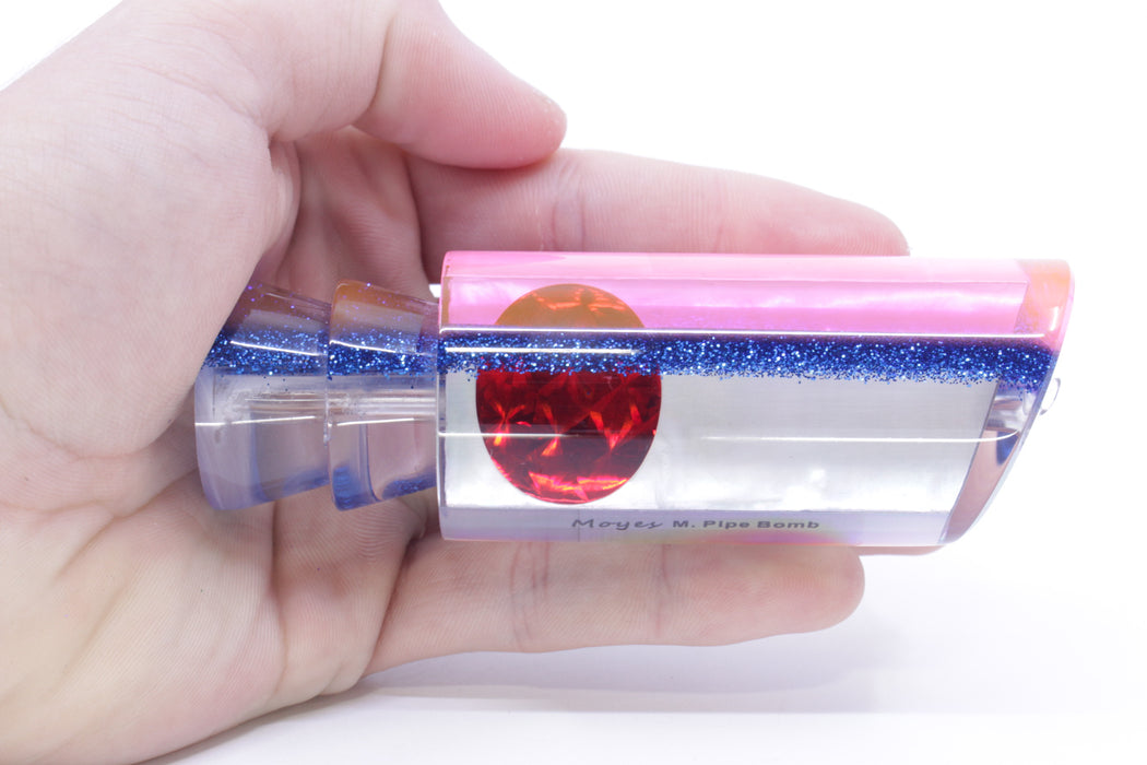 Moyes Lures White MOP Pink-Blue Back Red Eyes Medium Pipe Bomb 12" 4.6oz