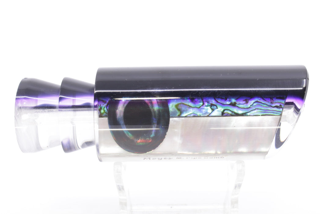 Moyes Lures Skipjack Paua-MOP Black-Purple Back Medium Pipe Bomb 12" 4.6oz