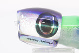 Moyes Lures White-Glow Oil Slick Blue Back Blaster 12" 8oz Skirted Green-White-Blue