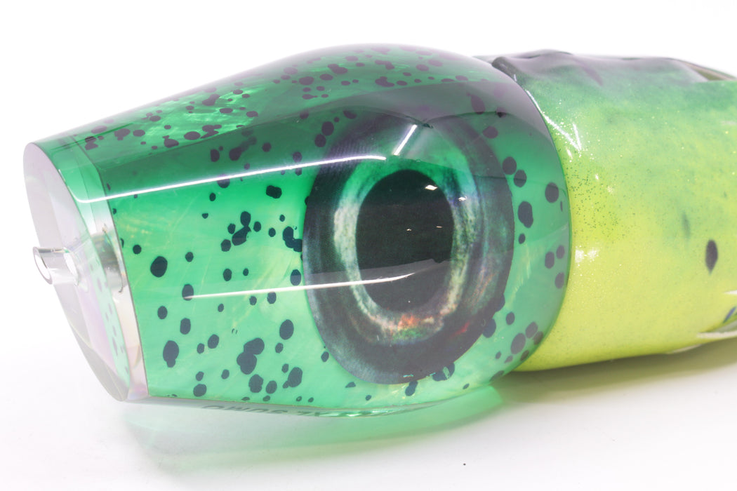 Moyes Lures Mahi MOP Green Back XL Sumo 16" 16.4oz Fire Tailz Vinyl Mahi