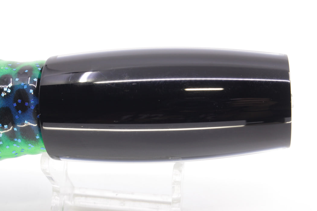 Moyes Lures Blue-Green Oil Slick Black Back Taxi Eyes Large Shotgun 12" 7.8oz Skirted