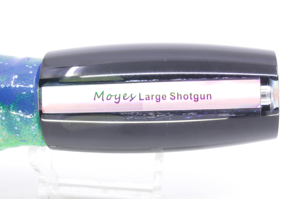 Moyes Lures Blue-Green Oil Slick Black Back Taxi Eyes Large Shotgun 12" 7.8oz Skirted