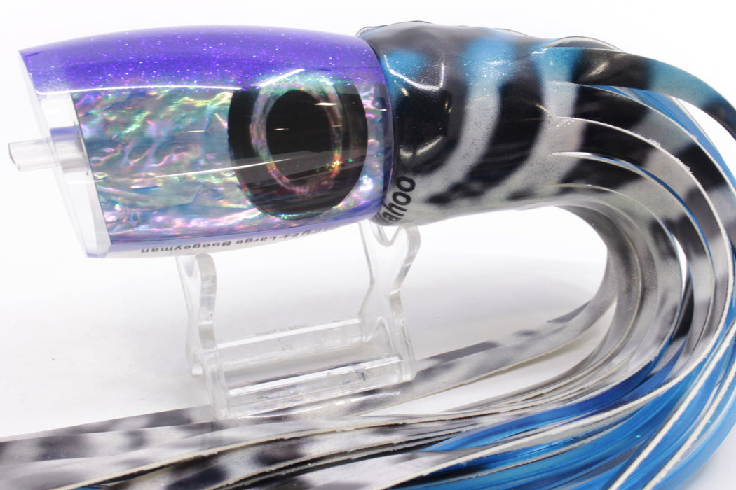 Moyes Lures Ice Blue Awabi Blue Back Large Boogeyman 14" 8.5oz Fire Tailz Vinyl Wahoo