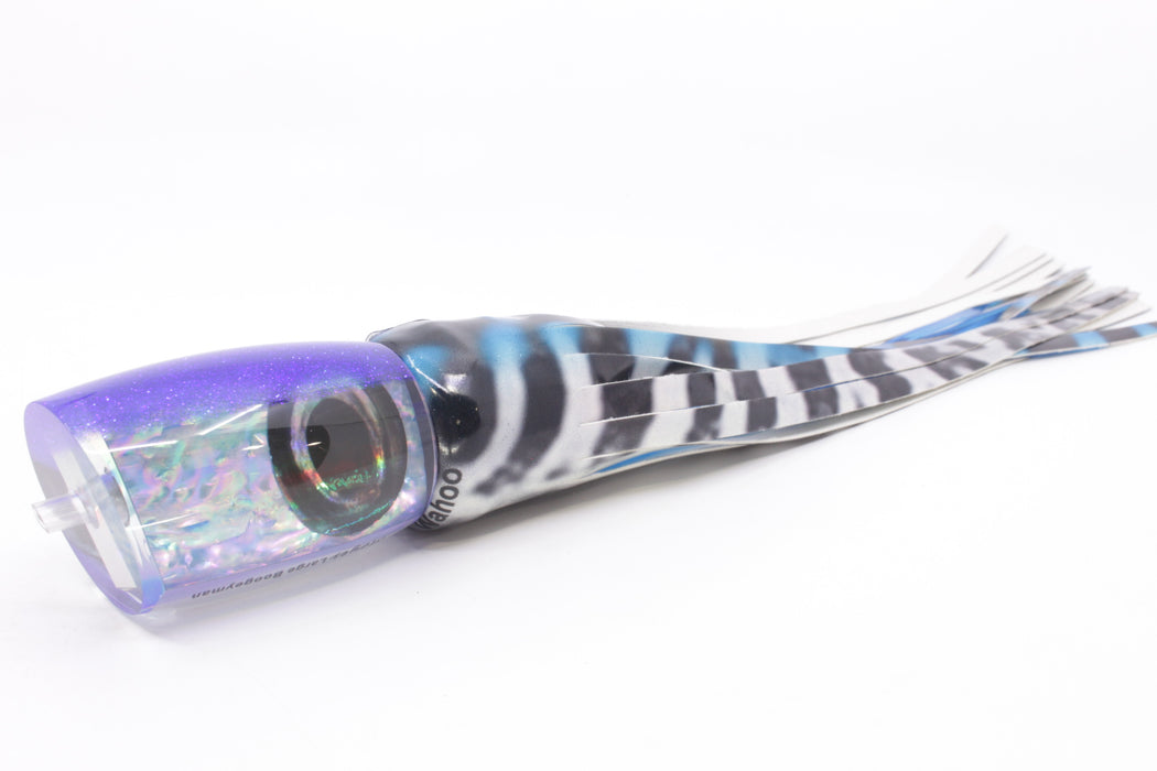 Moyes Lures Ice Blue Awabi Blue Back Large Boogeyman 14" 8.5oz Fire Tailz Vinyl Wahoo