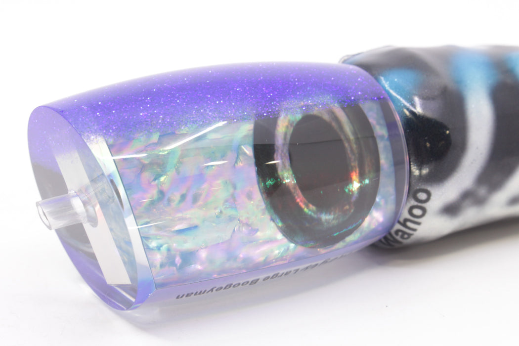 Moyes Lures Ice Blue Awabi Blue Back Large Boogeyman 14" 8.5oz Fire Tailz Vinyl Wahoo