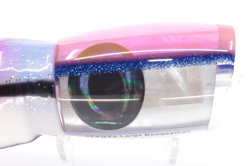 Moyes Lures White MOP Pink-Blue Back Large Boogeyman 14" 9.7oz Skirted Gay Bob