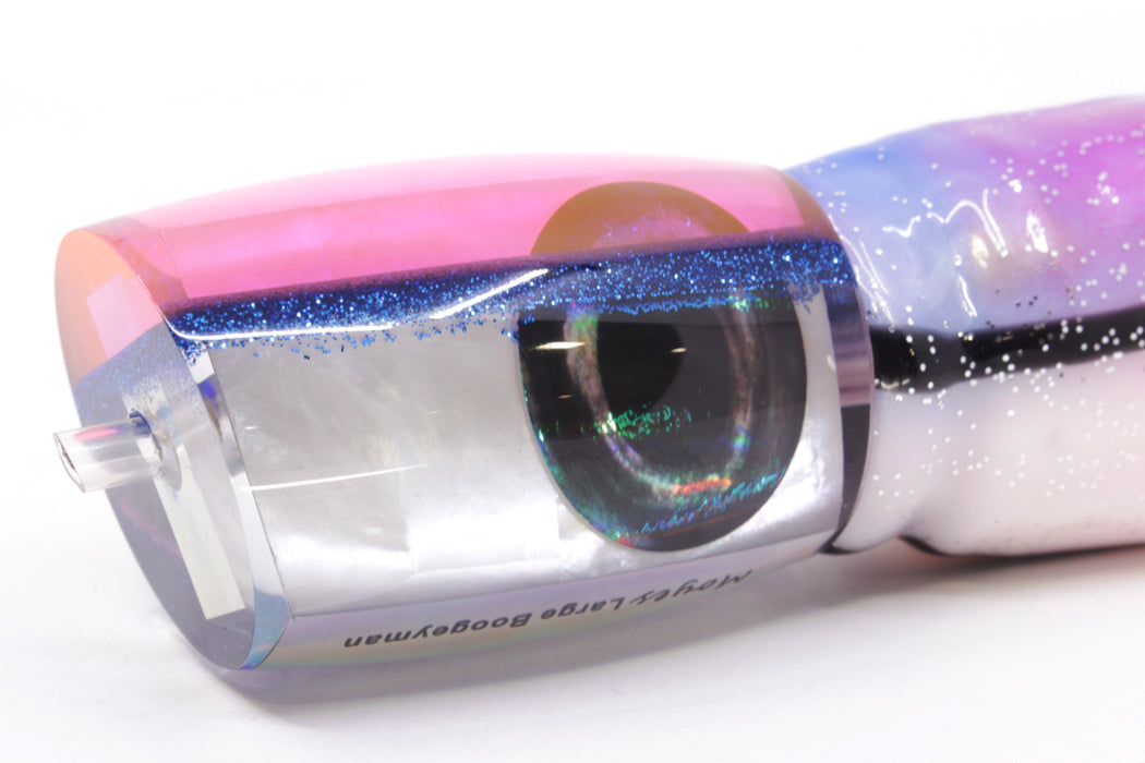 Moyes Lures White MOP Pink-Blue Back Large Boogeyman 14" 9.7oz Skirted Gay Bob