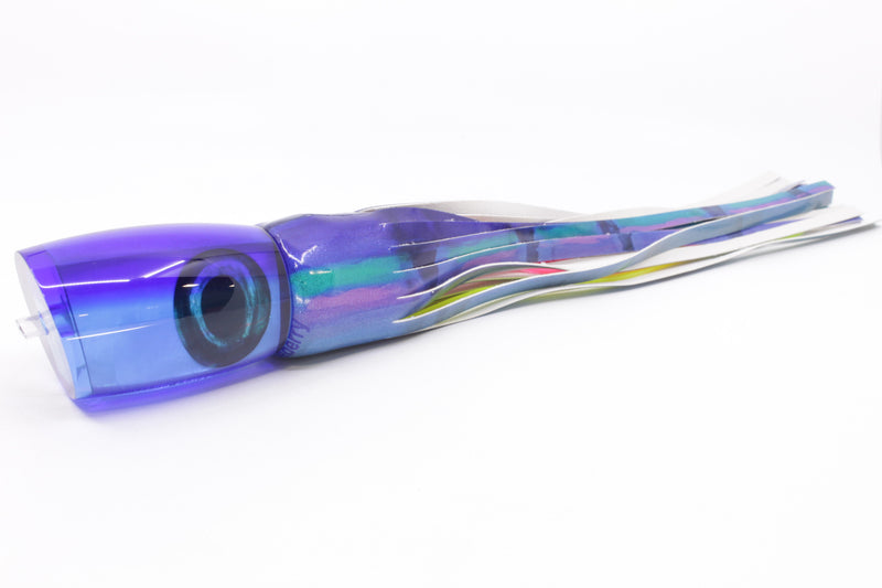 Moyes Lures Ice Blue MOP Blue Back Large Boogeyman 14" 8.5oz Fire Tailz Vinyl Blueberry