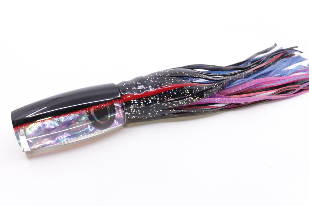Moyes Lures Rainbow MOP Black-Red Back Large Shotgun 12" 7.8oz Skirted Black