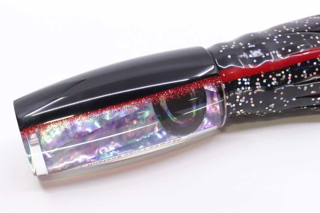 Moyes Lures Rainbow MOP Black-Red Back Large Shotgun 12" 7.8oz Skirted Black