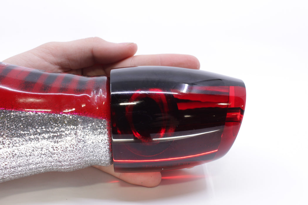 Moyes Lures Red Mirrored Black Back XL J-Boy Teaser 18.2oz Skirted Red Aurora