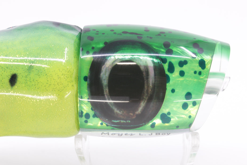 Moyes Lures Mahi MOP Green Back Large J-Boy 14" 7.5oz Fire Tailz Vinyl Mahi
