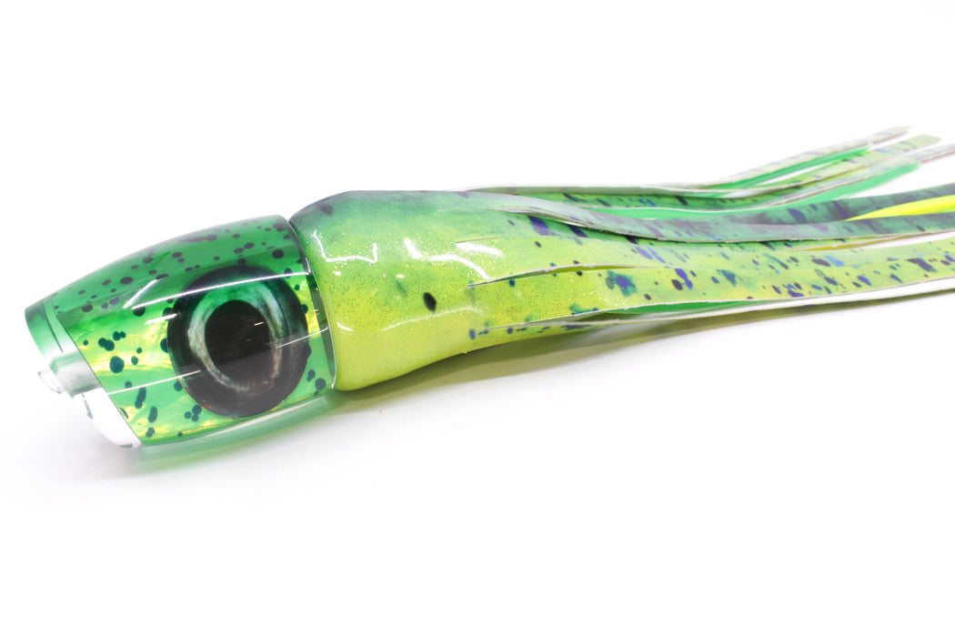 Moyes Lures Mahi MOP Green Back Large J-Boy 14" 7.5oz Fire Tailz Vinyl Mahi