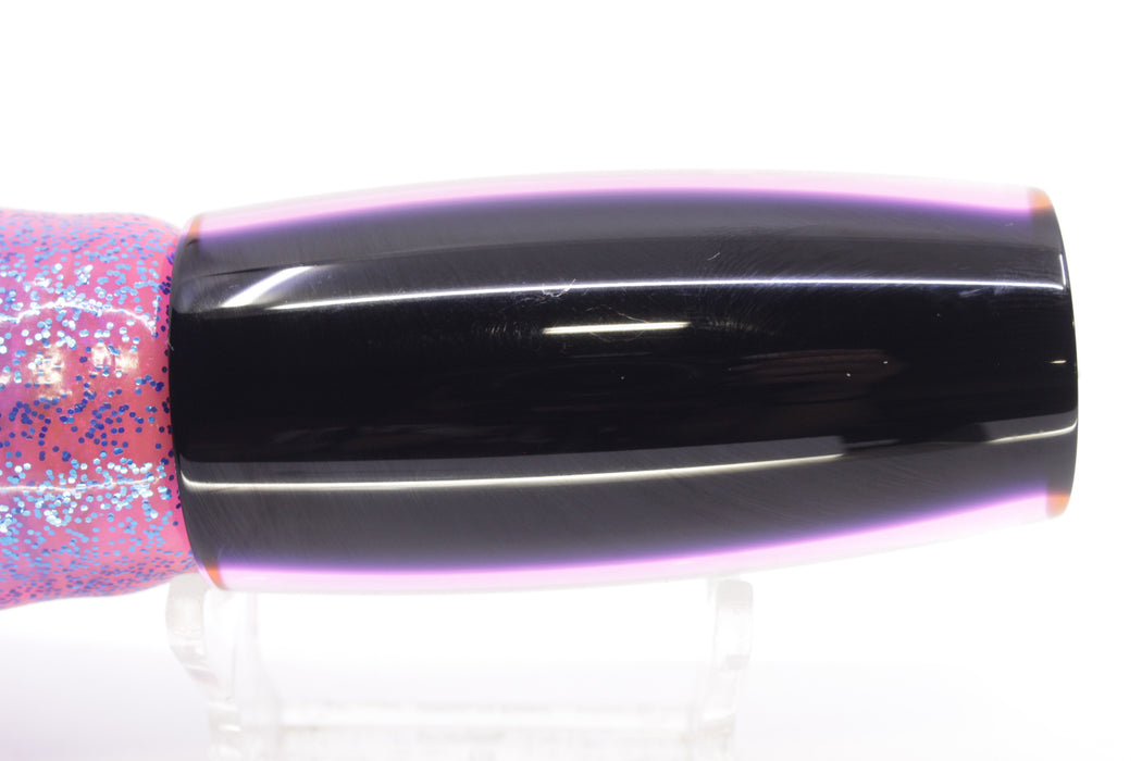 Moyes Lures Rainbow MOP Black-Pink Back Medium Shotgun 10" 6.2oz Skirted Pink/Blue