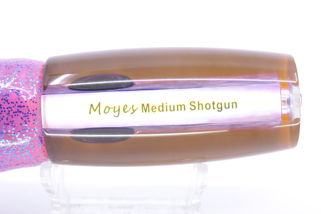 Moyes Lures Rainbow MOP Black-Pink Back Medium Shotgun 10" 6.2oz Skirted Pink/Blue