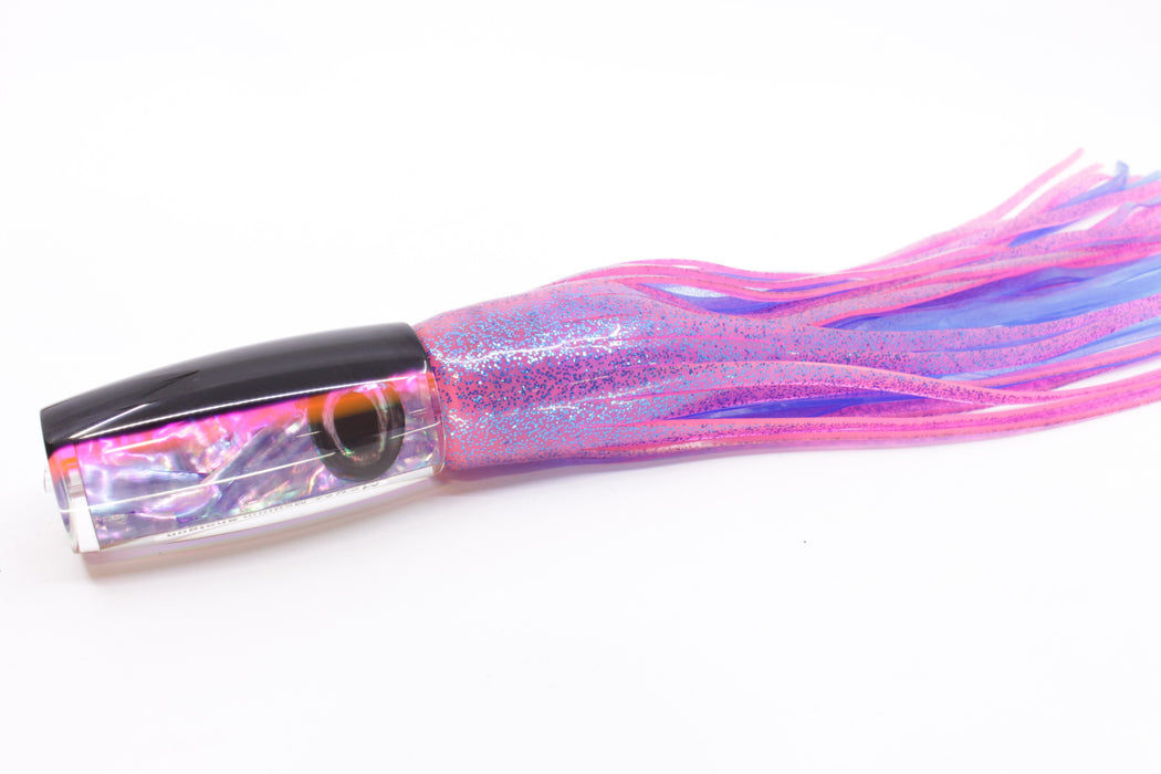 Moyes Lures Rainbow MOP Black-Pink Back Medium Shotgun 10" 6.2oz Skirted Pink/Blue