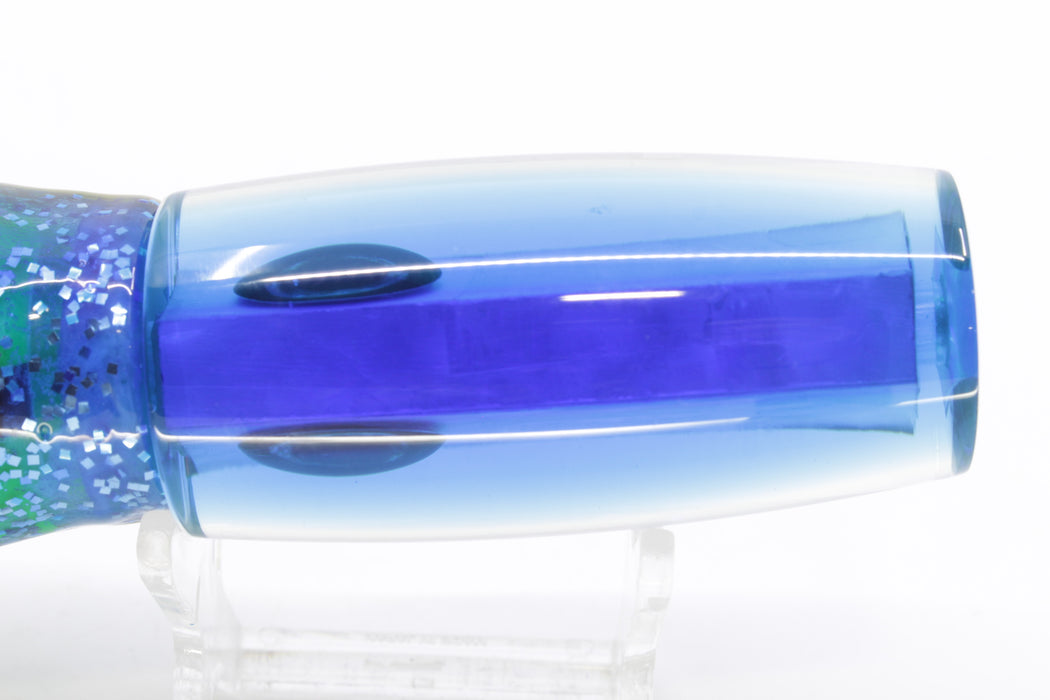 Moyes Lures White MOP Blue-Yellow Back Medium Shotgun 10" 6.2oz Skirted Blue-Silver