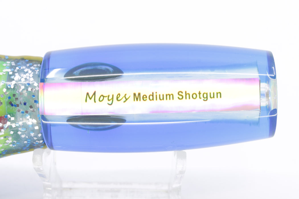 Moyes Lures White MOP Blue-Yellow Back Medium Shotgun 10" 6.2oz Skirted Blue-Silver