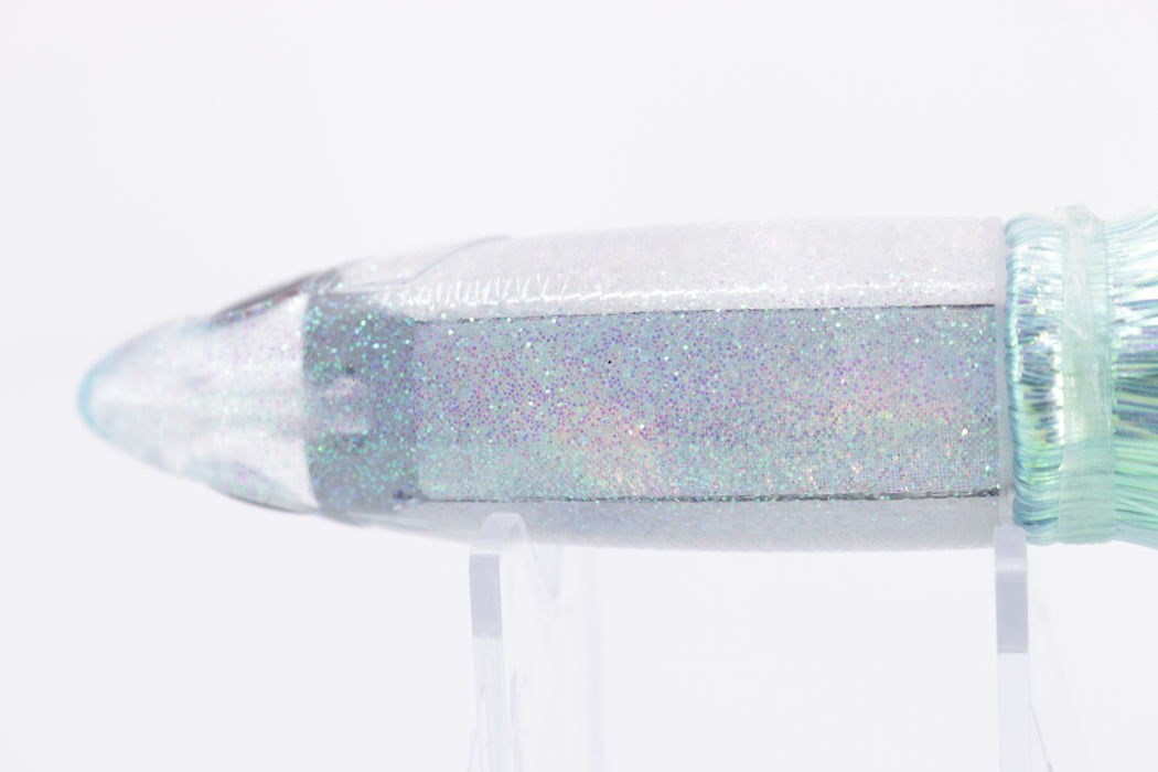 Bonze Lures Silver Rainbow Glitter Back Weapon 9" 8oz Flashabou Turquoise-White